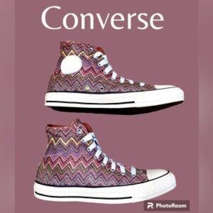 Converse "Missoni" Chuck Taylor Hi Tops Womens 8.5/Mens 6.5 Zig Zag Sparkle!
